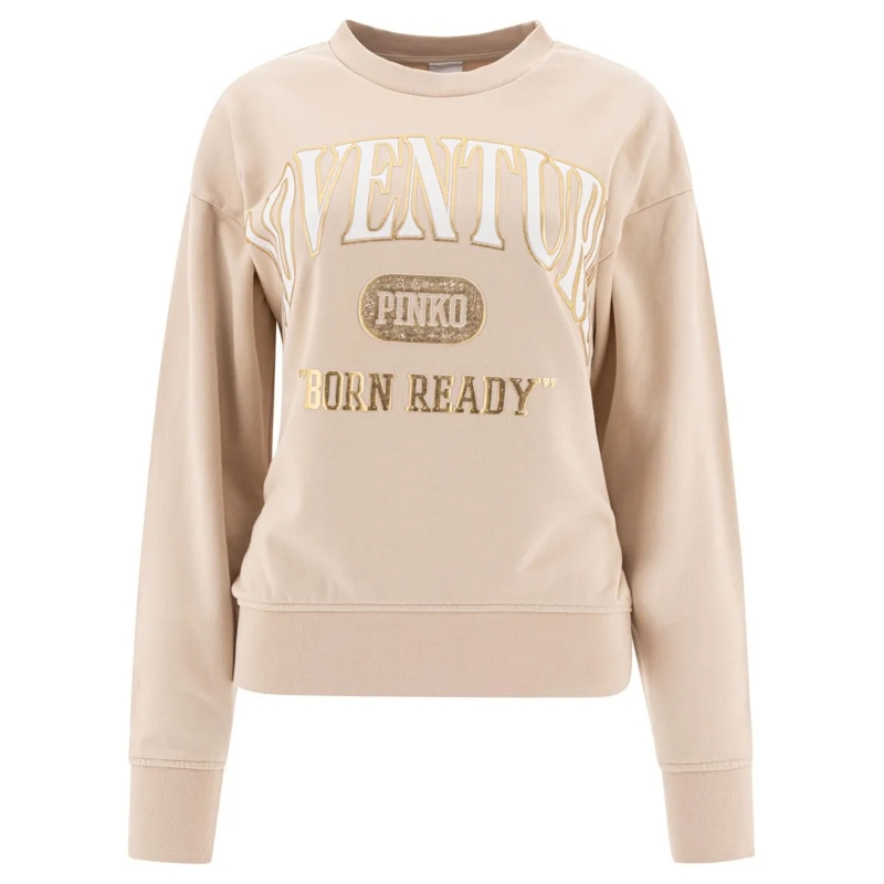 Pinko  Beige Graphic Cotton Sweatshirt Neutrals