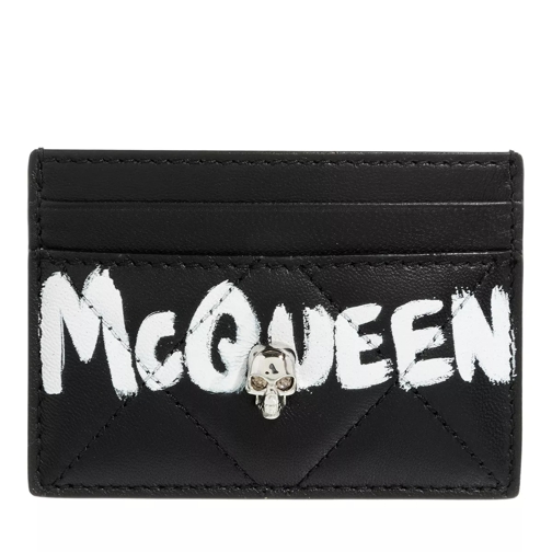 Alexander McQueen Leather Card Holder Black Ivory Card Case