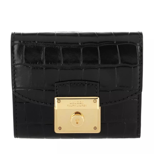 Lauren Ralph Lauren Lock Compact Wallet Medium Black Tri-Fold Portemonnaie