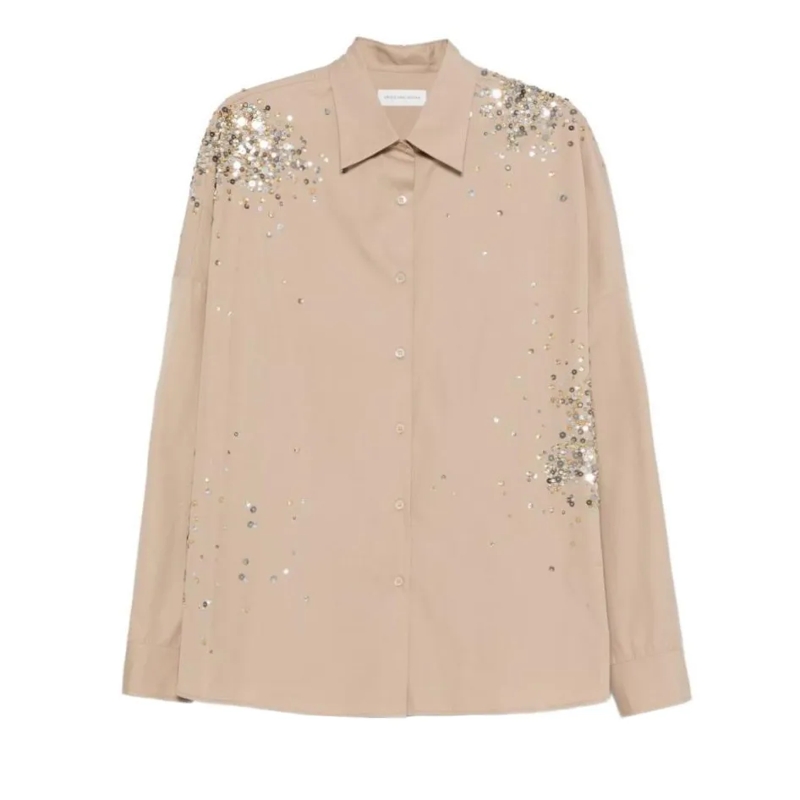 Dries Van Noten Bluse Boxy Cotton Shirt Neutrals