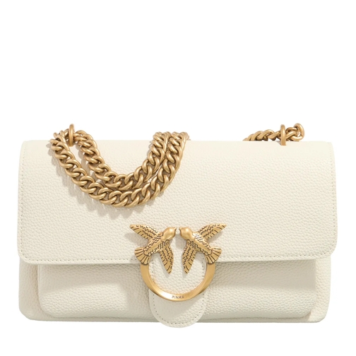 PINKO Crossbody Bag Love Soft Mini Bianco Seta-Antique Gold