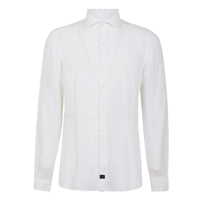 Fay Chemise Tailored White Linen Shirt With Button-Down Front White