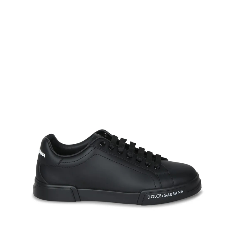 Dolce&Gabbana Low-Top-Sneaker Smooth Leather Black Sneakers With Lace-Up Front Black