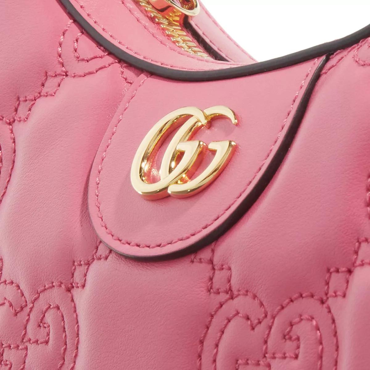 Gucci Mini GG Shoulder Bag Matelass Leather Rhodamine Pink Hobotas