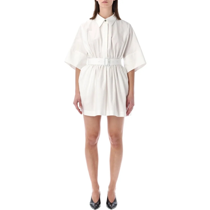 Givenchy Mini-jurk Structured Poplin Mini Shirt Dress With Cape-Style White