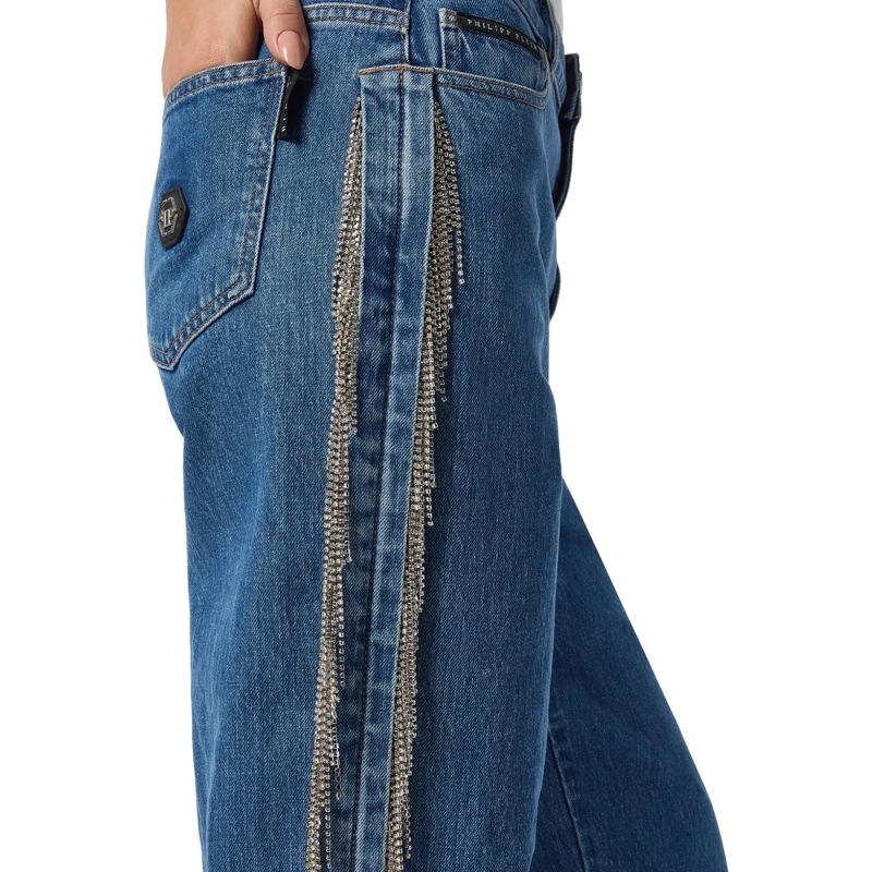 Philipp Plein Jeans Skater-Passform Mit Schmucksteinen grau(Image 5)