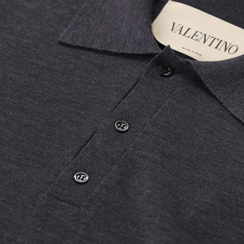 Valentino Garavani Poloshirt Poloshirt aus Wolle grau(Image 4)