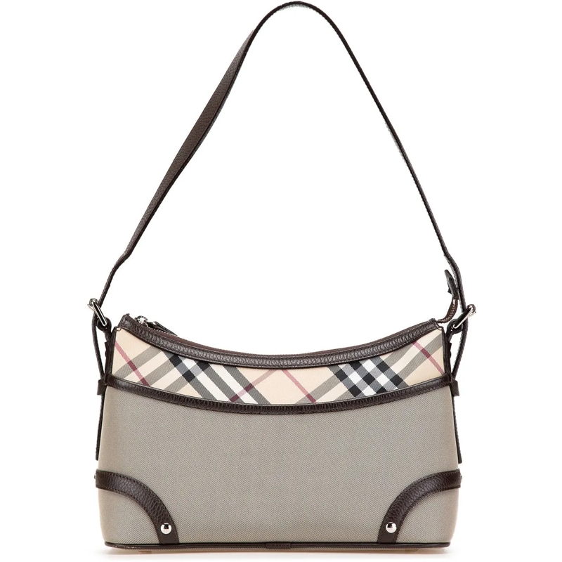 Burberry Schultertasche Nova Check Trimmed Canvas Shoulder Bag grau