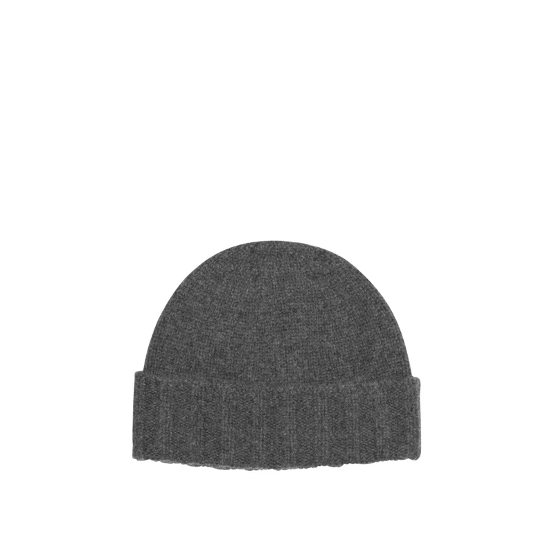 Drumohr Hoed Finely Knitted Cashmere Hat With Ribbed Brim Grey
