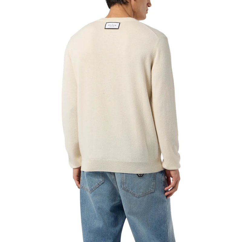 Philipp Plein  Cashmere Roundneck Pullover Jacquard Hexagon weiss(Image 2)