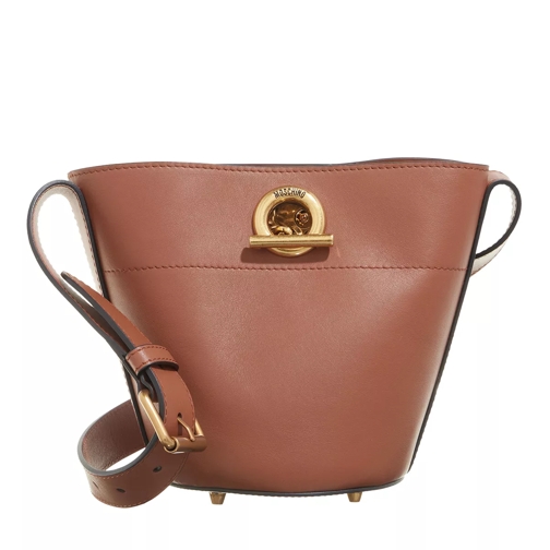 Moschino Metal Toggle Shoulder Bag Brown Bucket Bag