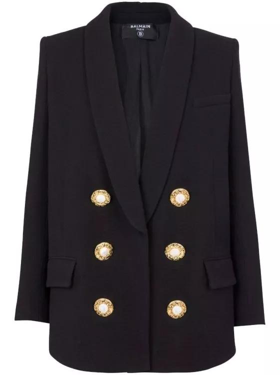 Thumbnail - Balmain - Button-Fastening Double-Breasted Jacket - Größe 36 - schwarz