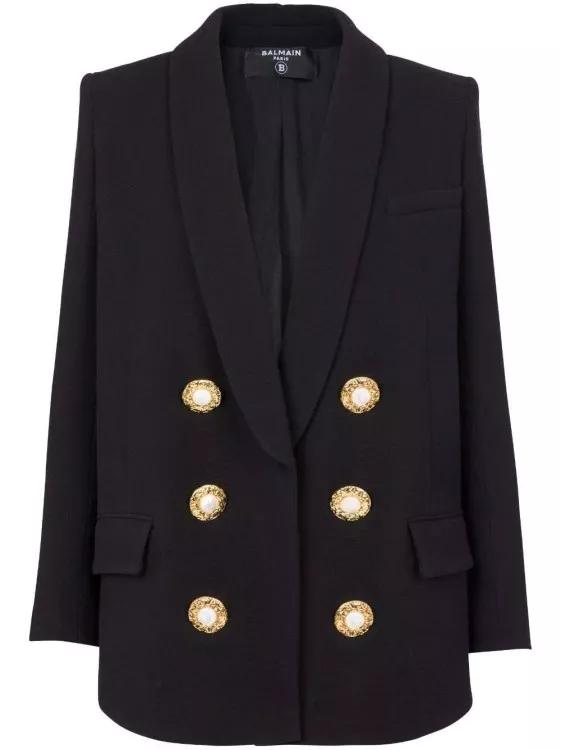 Balmain - Button-Fastening Double-Breasted Jacket - Größe 36 - black