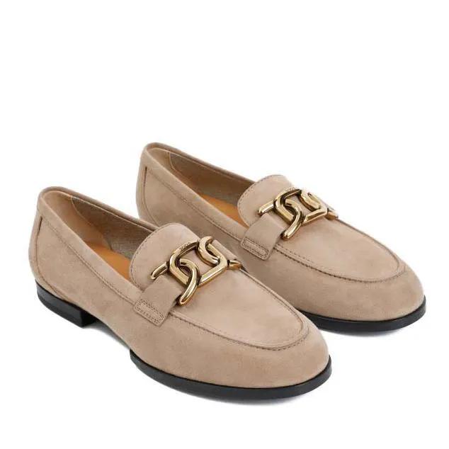 Tod%27s Loafers & Ballerinas - Beige Cappuccino Suede Leather Loafer Rubber Sole - Gr. 37,5 (EU) - in Braun - für Damen