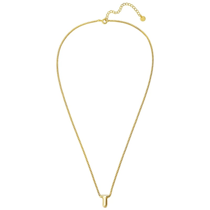 Glanzstücke München Mittellange Halskette Sterling Silber Halskette Buchstabe T gold(Image 2)