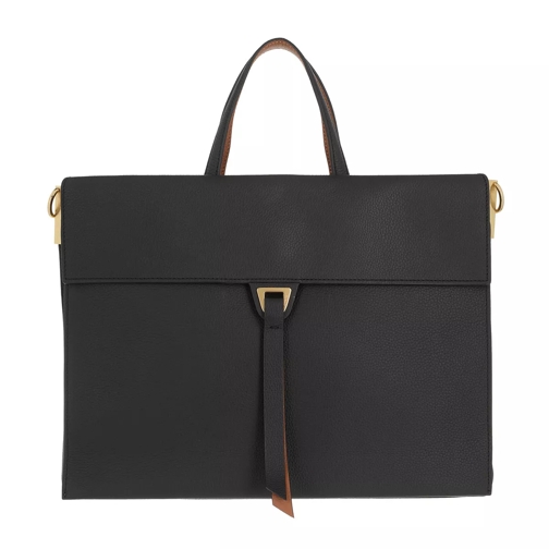 Coccinelle Louise Handbag Double Grainy Leather Noir/Caramel Sac d'affaires