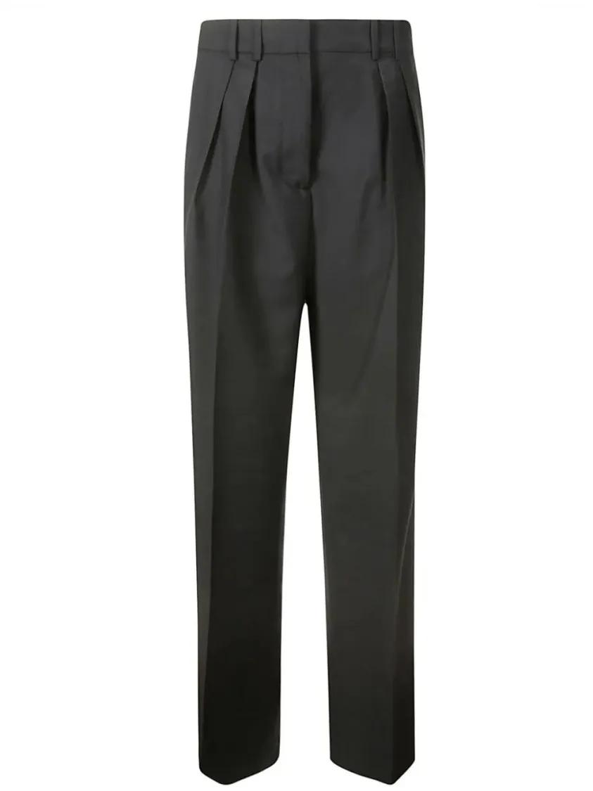 Thumbnail - Róhe - Dark Grey Pleated Slim-Fit Trousers - Größe 38 - grau