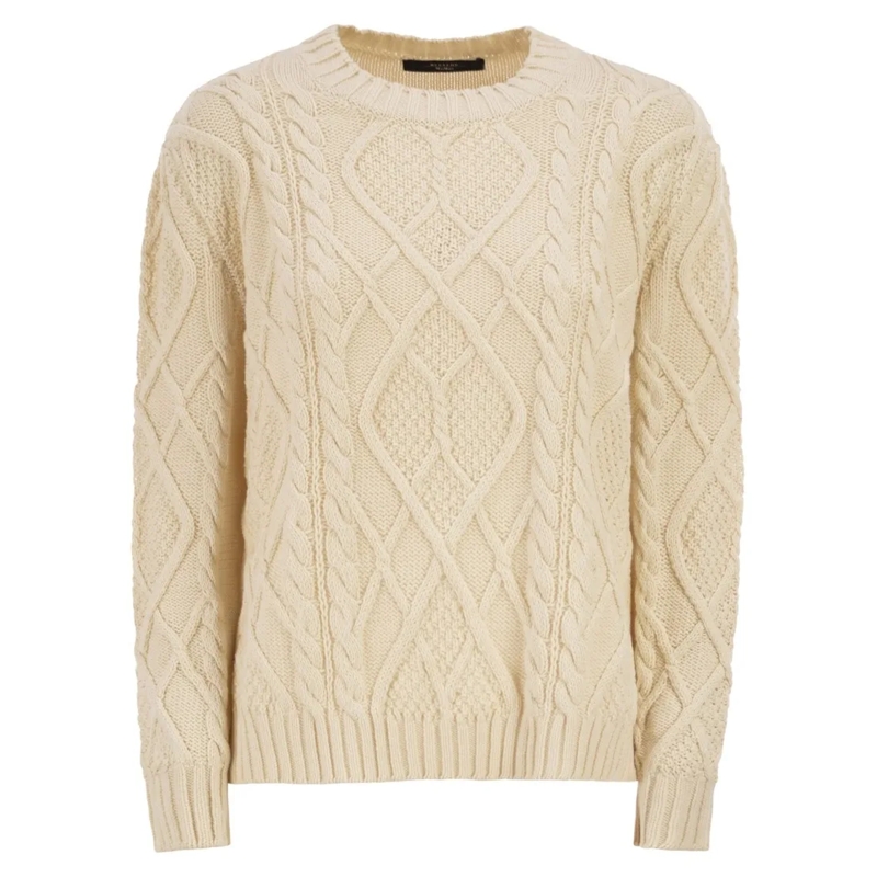 Max Mara Trui Wkdtenore - Cotton Jumper With Cables Neutrals