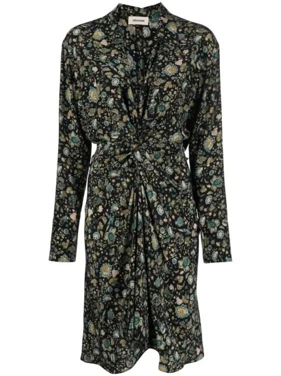 Thumbnail - Zadig & Voltaire - Rozo Floral-Print Silk Dress - Größe S - schwarz