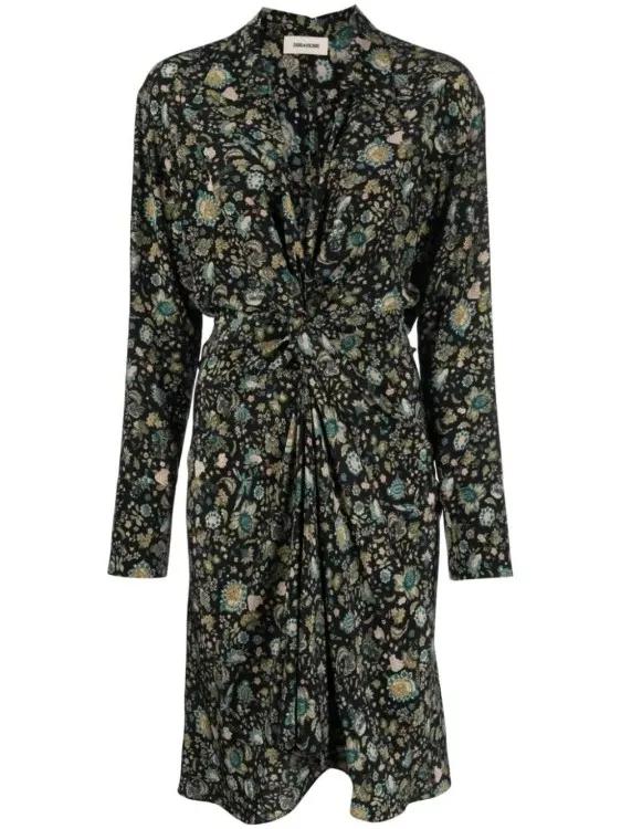 Zadig & Voltaire - Rozo Floral-Print Silk Dress - Größe M - black