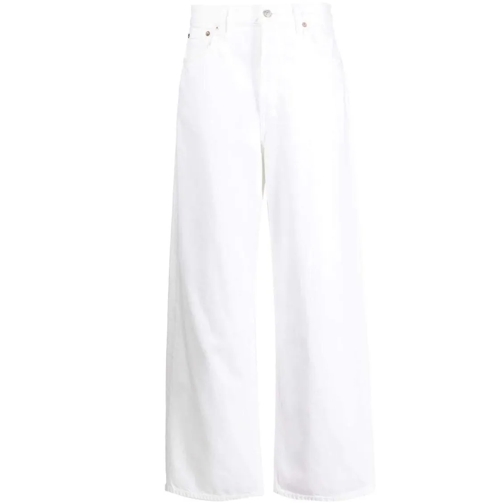 Agolde Jeans Organic-Cotton Wide-Leg Denim Trousers White