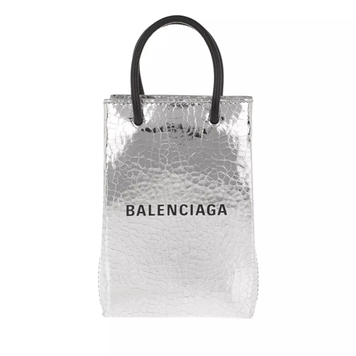 Balenciaga Shop Phone Holder Silver Crossbody Bag