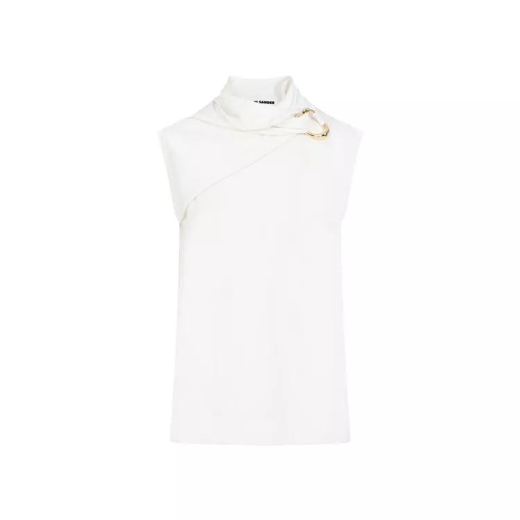 Jil Sander - Draped Knitted Coconut Virgin Wool Tank Top - Größe 36 - white