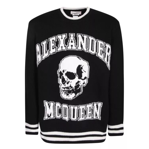Alexander McQueen Black Wool Pullover With Skull Print Black 
