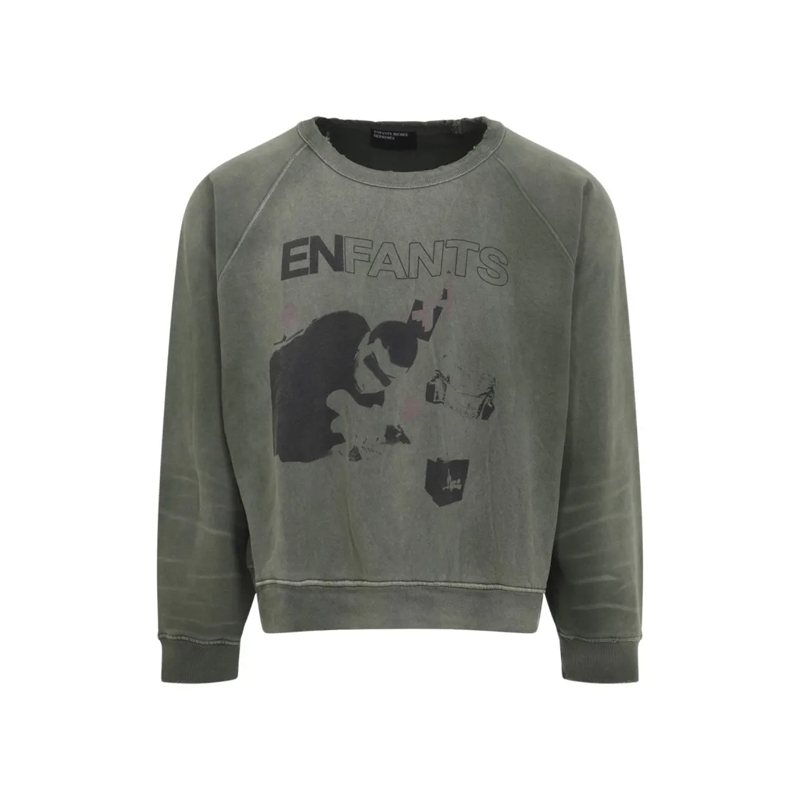 ENFANTS RICHES DÉPRIMÉS  Relaxed-Fit Cotton Sweatshirt With Distressed Deta Grey