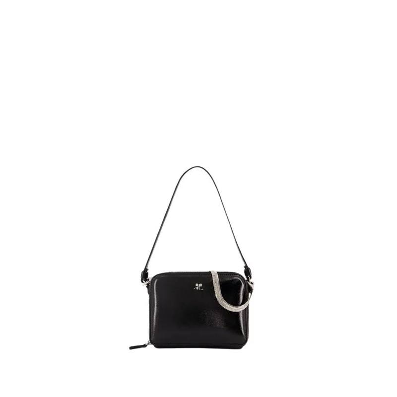 Courrèges Schultertasche Cloud Chained Naplack Purse - Leather - Black Black