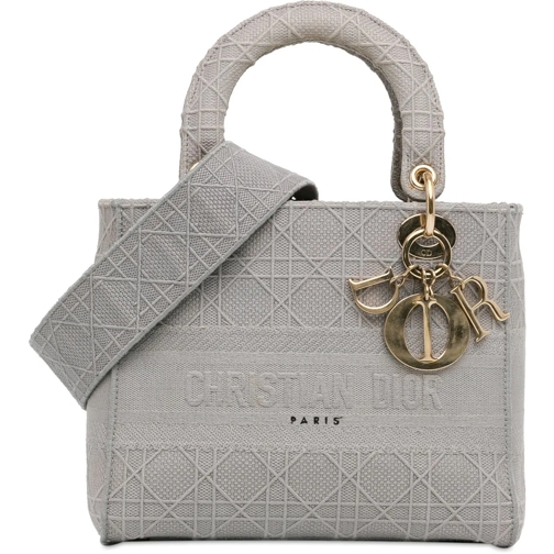 Christian Dior Tote 2020 Medium Canvas Cannage Lady D Lite grau