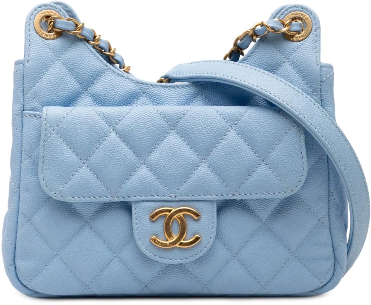 Chanel Hobo Bags - Small Quitled Caviar Wavy CC Hobo - Gr. unisize - in Blau - für Damen