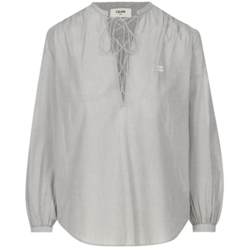 Celine Legere Oberteile C\u00E9line Romy Cotton Striped Blouse grau