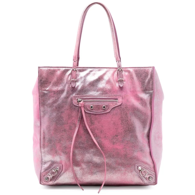Balenciaga Shopper Metallic Leather Papier A5 Tote rose