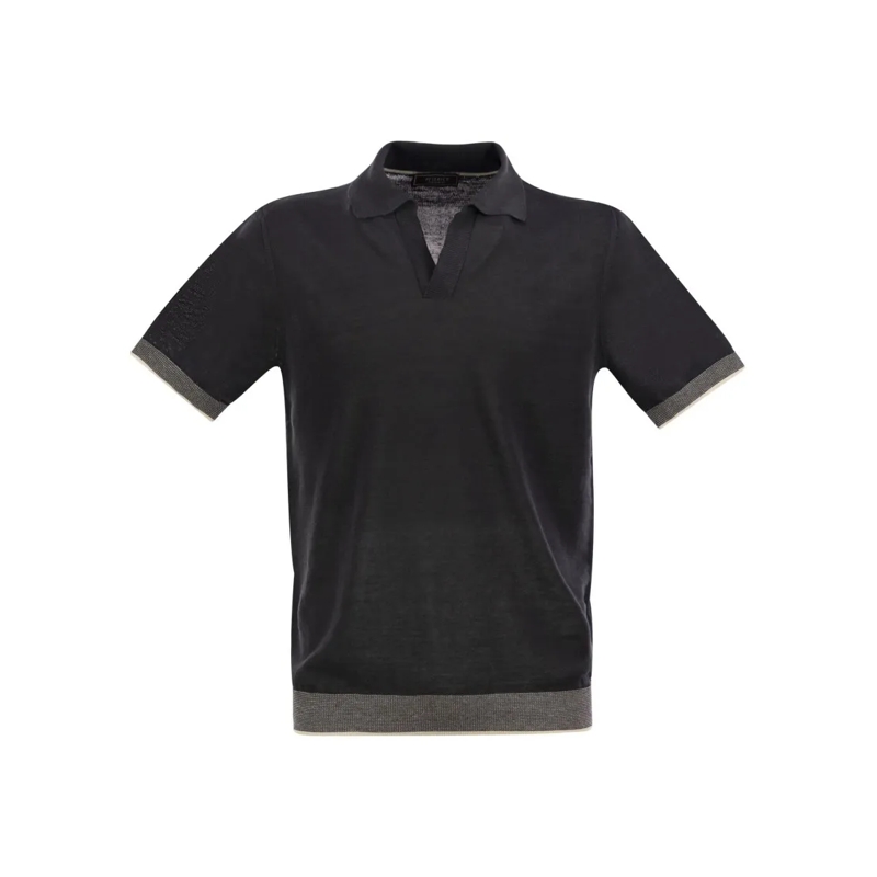 Peserico Polo shirt Polo Shirt In Linen And Cotton Yarn Blue