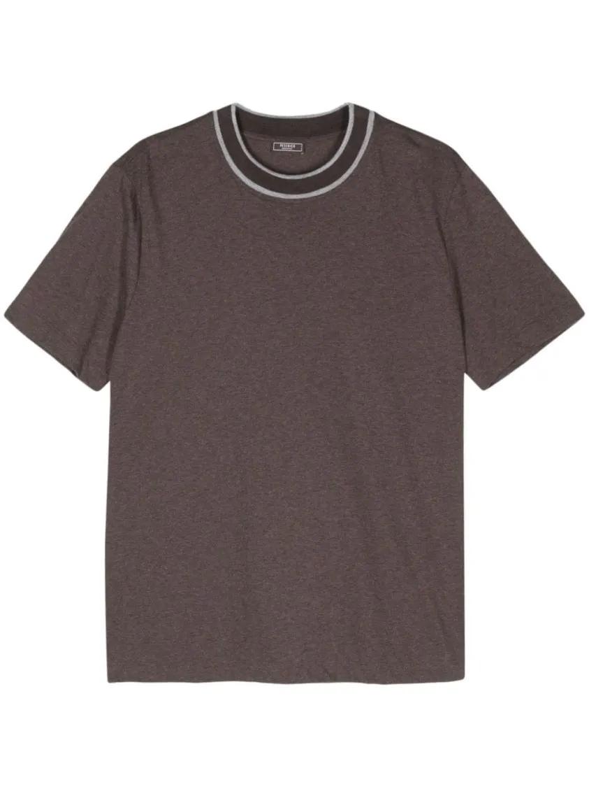 Peserico - Contrasting-Collar T-Shirt - Größe 52 - braun