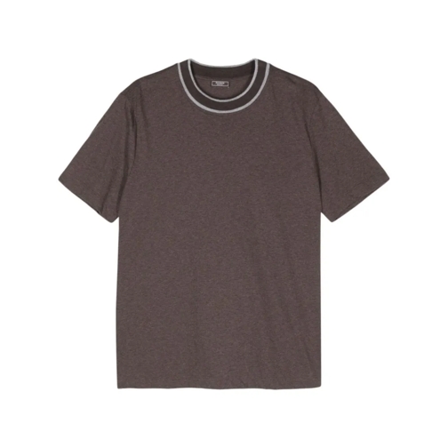 Peserico Contrasting-Collar T-Shirt Brown Trui