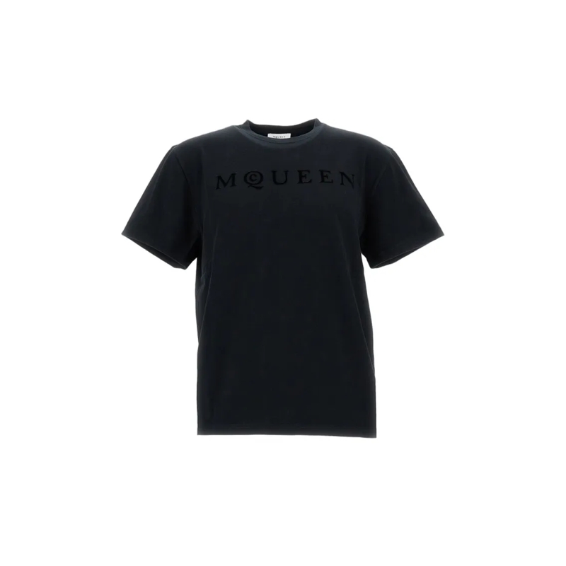 Alexander McQueen T-shirt Cotton Crew-Neck T-Shirt With Subtle Tonal Logo Black