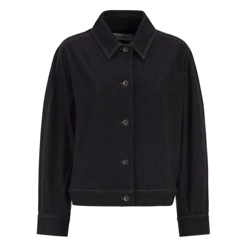 Max Mara Übergangsjacke Mxpnettare - Denim-Effect Jersey Jacket Black