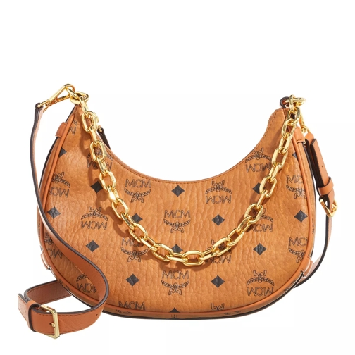 MCM Aren Visetos Hobo Small Cognac Hobo Bag