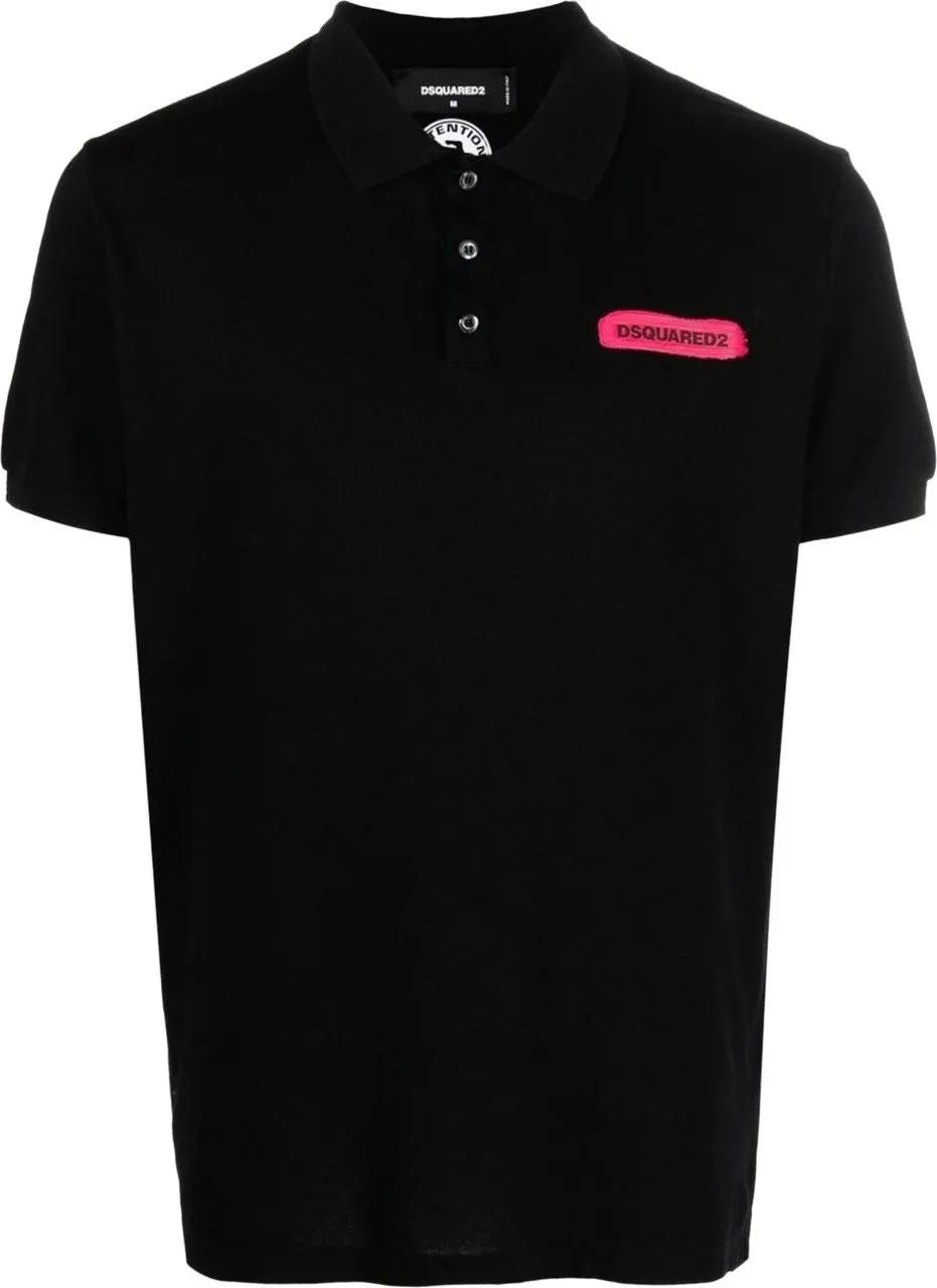 Thumbnail - Dsquared2 - D2 Tennis Logo Printed Polo Shirt - Größe L - schwarz