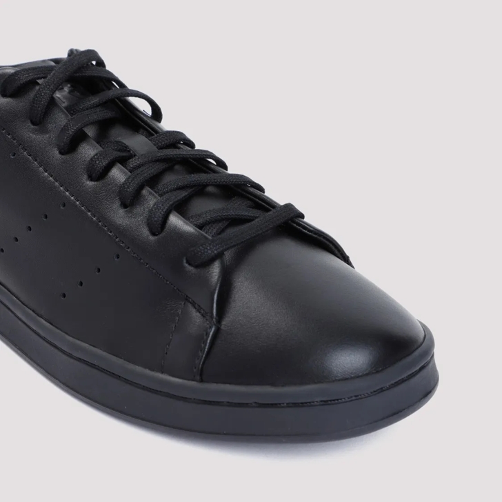 Black leather low top sneakers on sale