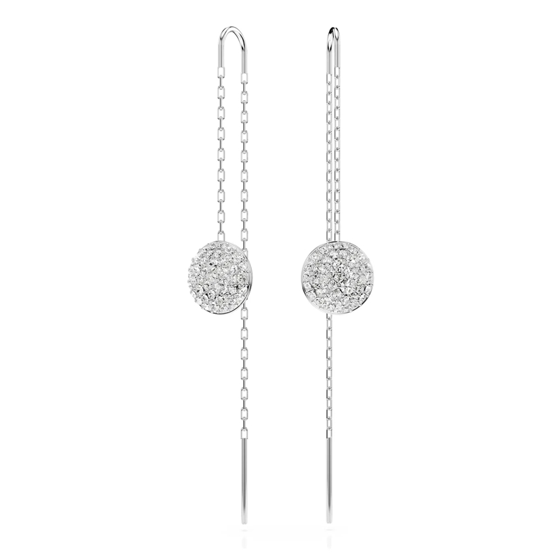 Swarovski Créoles Meteora drop earrings, Rhodium plated White