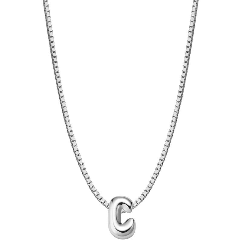 Glanzstücke München Mittellange Halskette Sterling Silber Halskette Buchstabe C silber