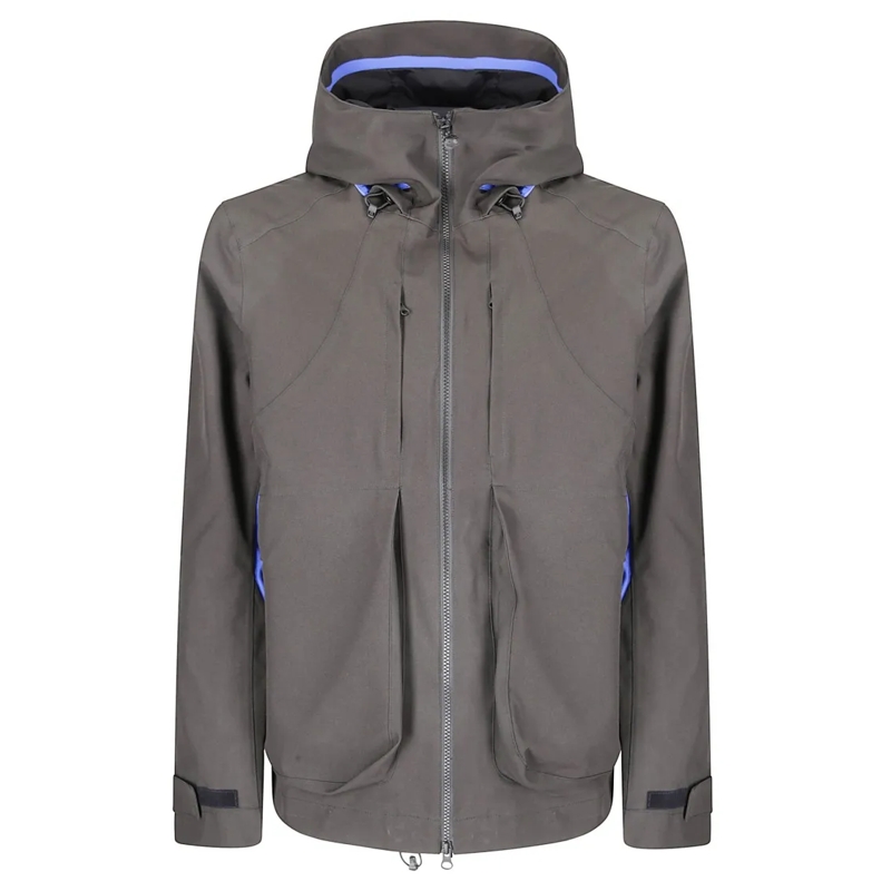 GR10K Parka Waterproof Jacket With Contrasting Elastic Accents Grey