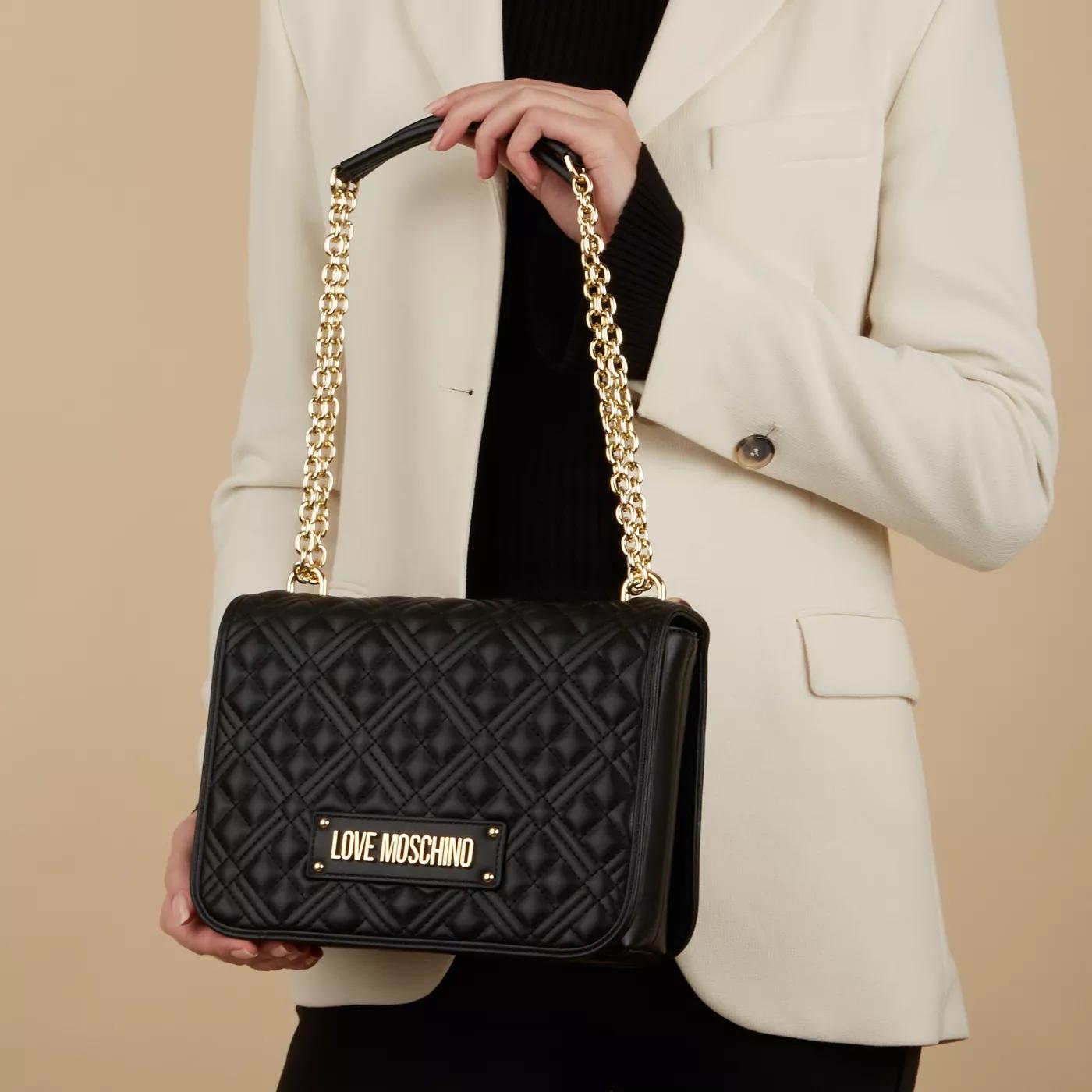 Love Moschino Gestructureerde polyurethaan handtas Herfst Winter collectie Black Dames