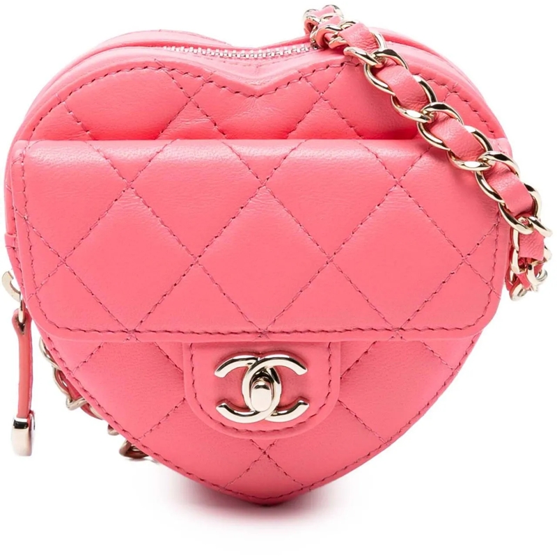 Chanel Sac à bandoulière Mini Lambskin CC in Love Heart Crossbody rose