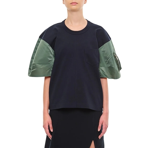 Sacai Nylon Twill X Cotton Jersey T-Shirt Black T-tröjor