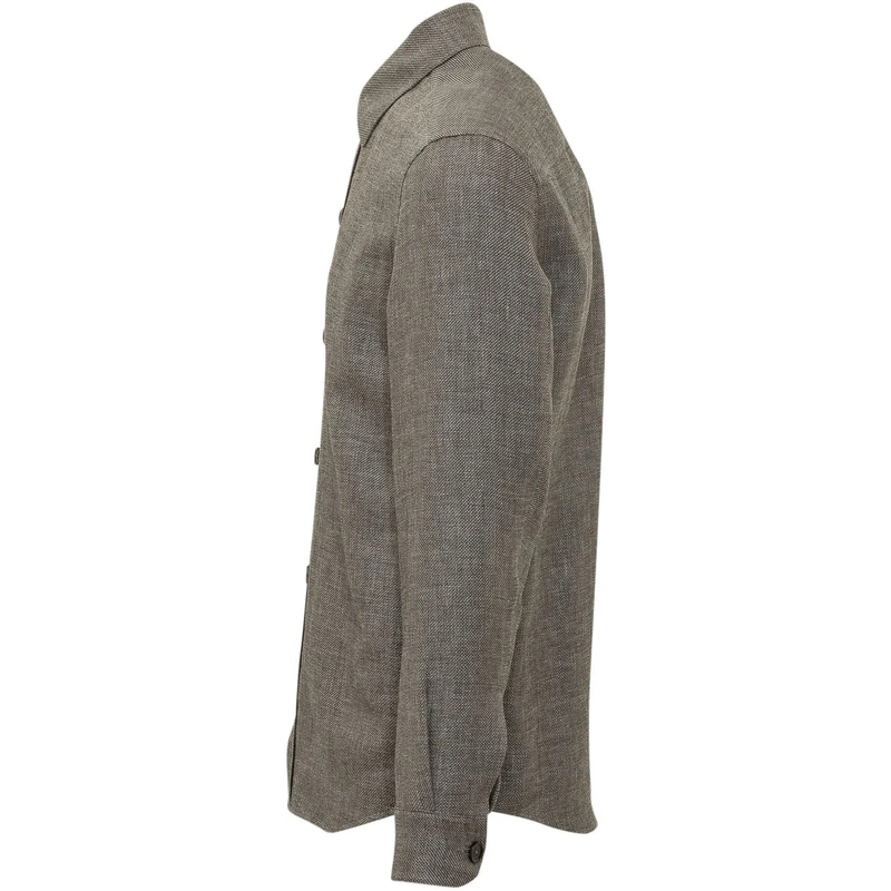 Zegna Haut décontracté Camicia Overshirt a Maniche Lunghe con Bottoni taupe(Image 3)