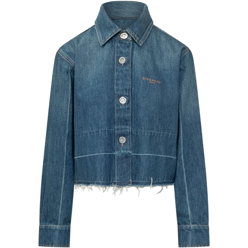 Givenchy Chemisier Camicia Corta con Orlo Sfrangiato blau